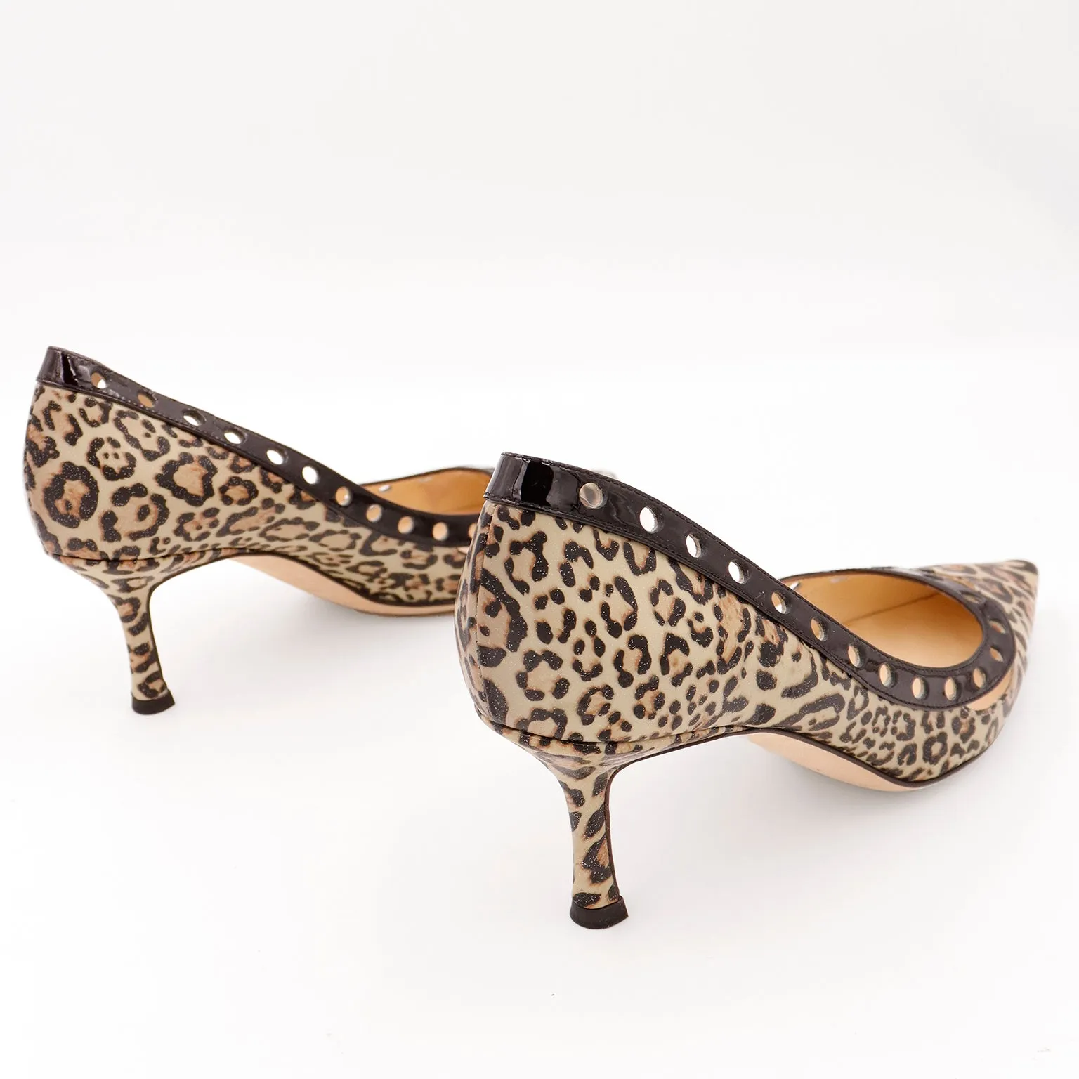 2000s Jimmy Choo London Heels Leopard Print Pumps W Original Shoe Box