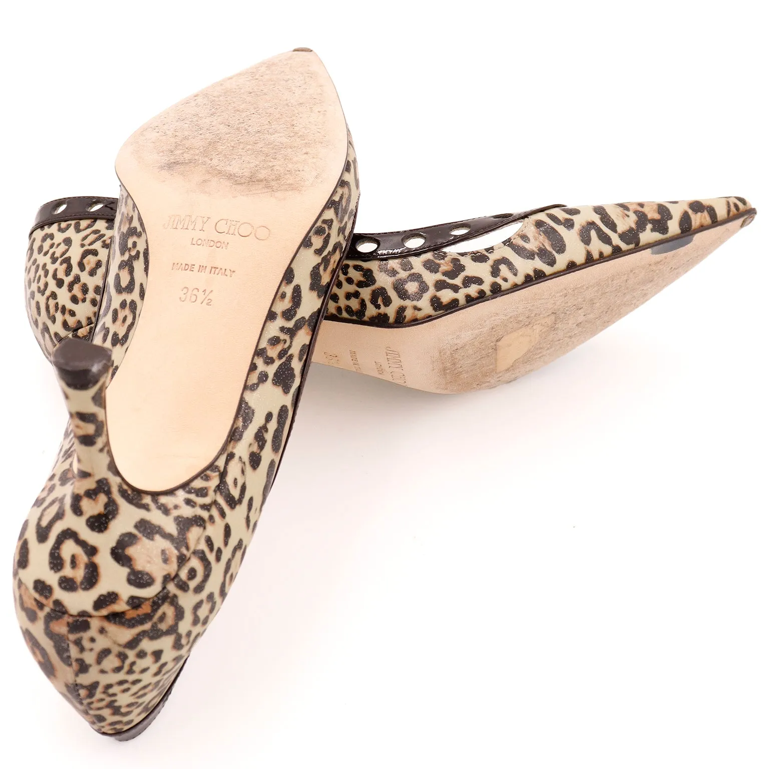 2000s Jimmy Choo London Heels Leopard Print Pumps W Original Shoe Box