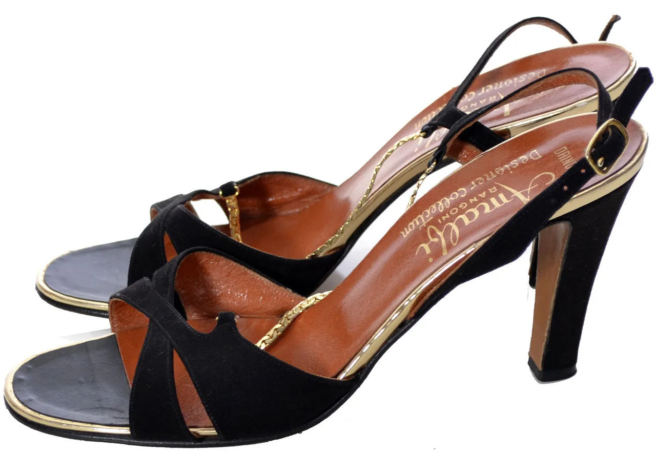 Amalfi Vintage Black and Gold Designer Shoes