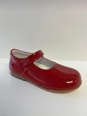 Andanines Red Patent Velcro Simple Strap Mary Janes