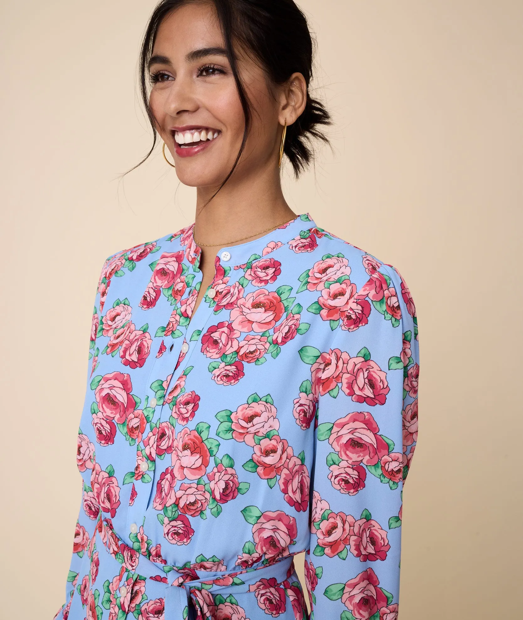 Band Collar Floral April Dress - FINAL SALE