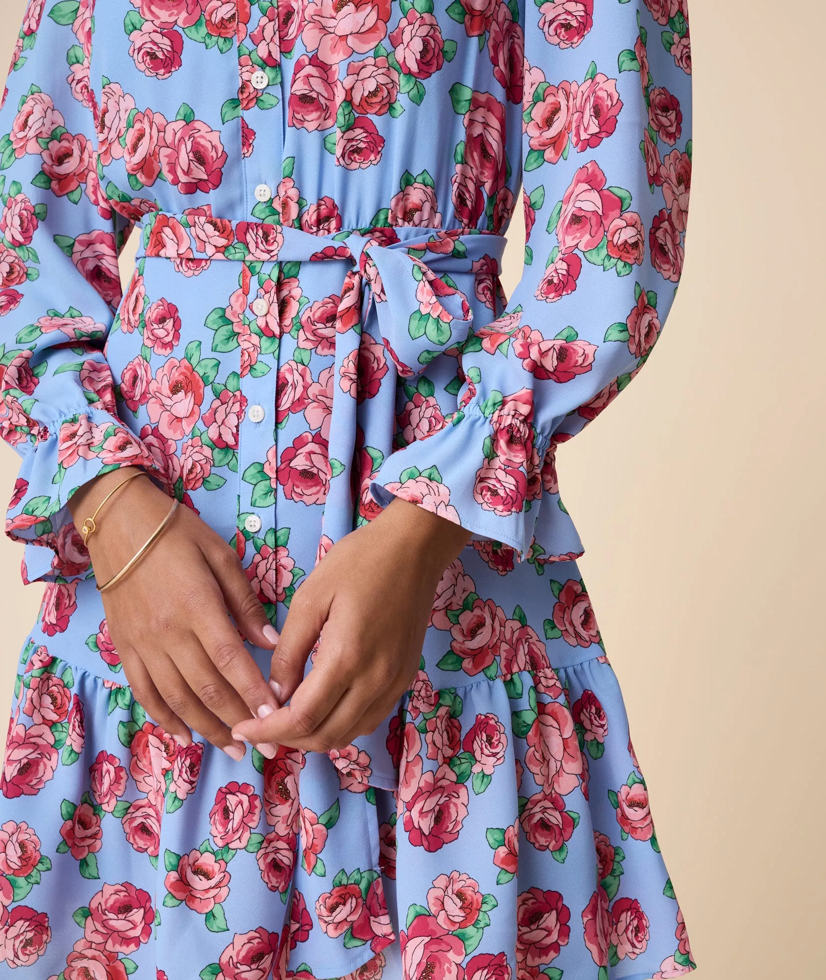 Band Collar Floral April Dress - FINAL SALE