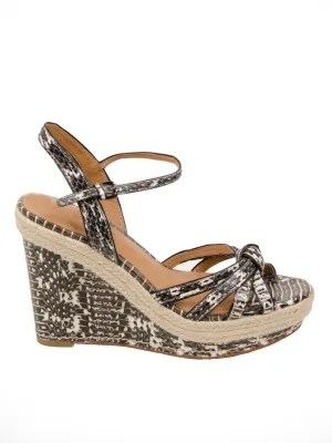 Beige Tone Python Wedge Sandals