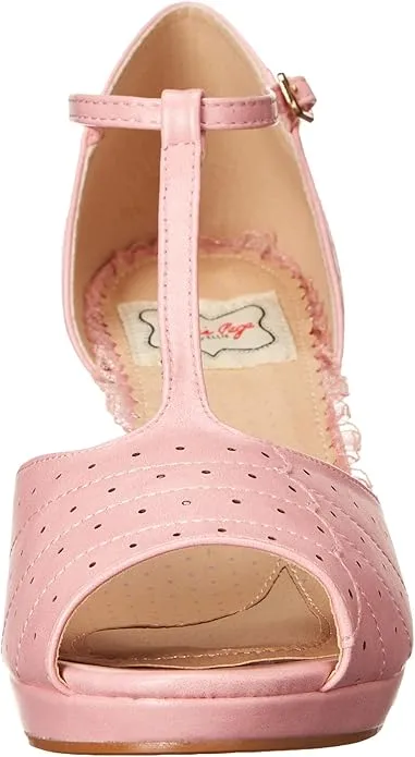 Bettie Page Frannie T Strap Kitten Heel Pumps