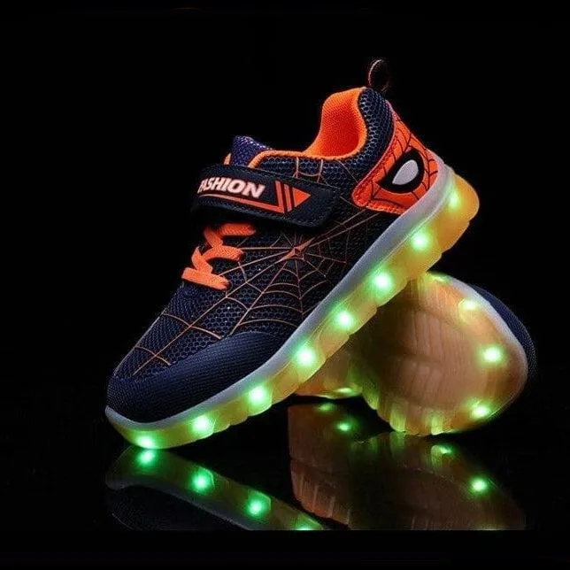 Black Green Kids Led Usb Glowing Shoes For Children