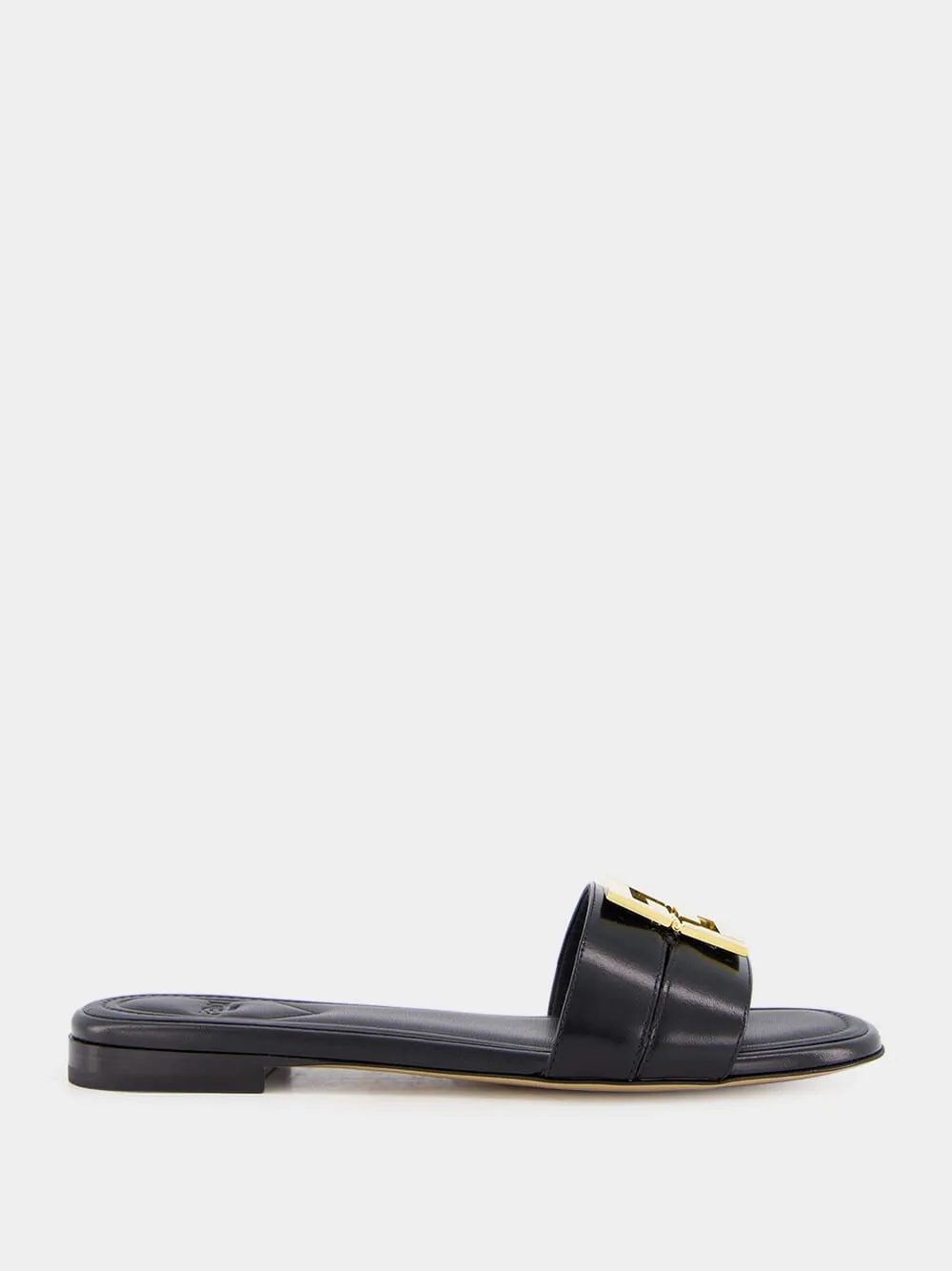 Black Leather FFold Sandals