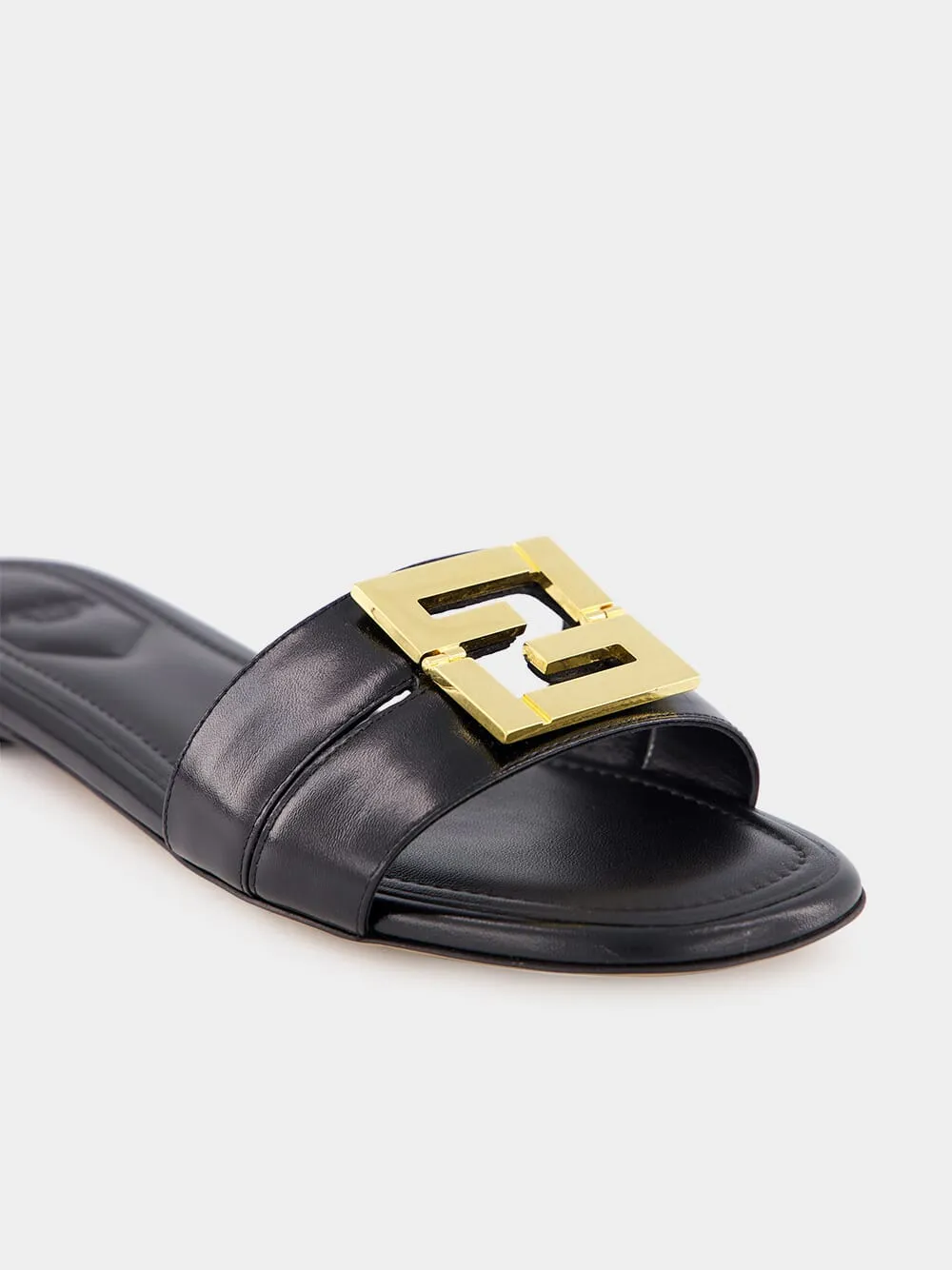 Black Leather FFold Sandals