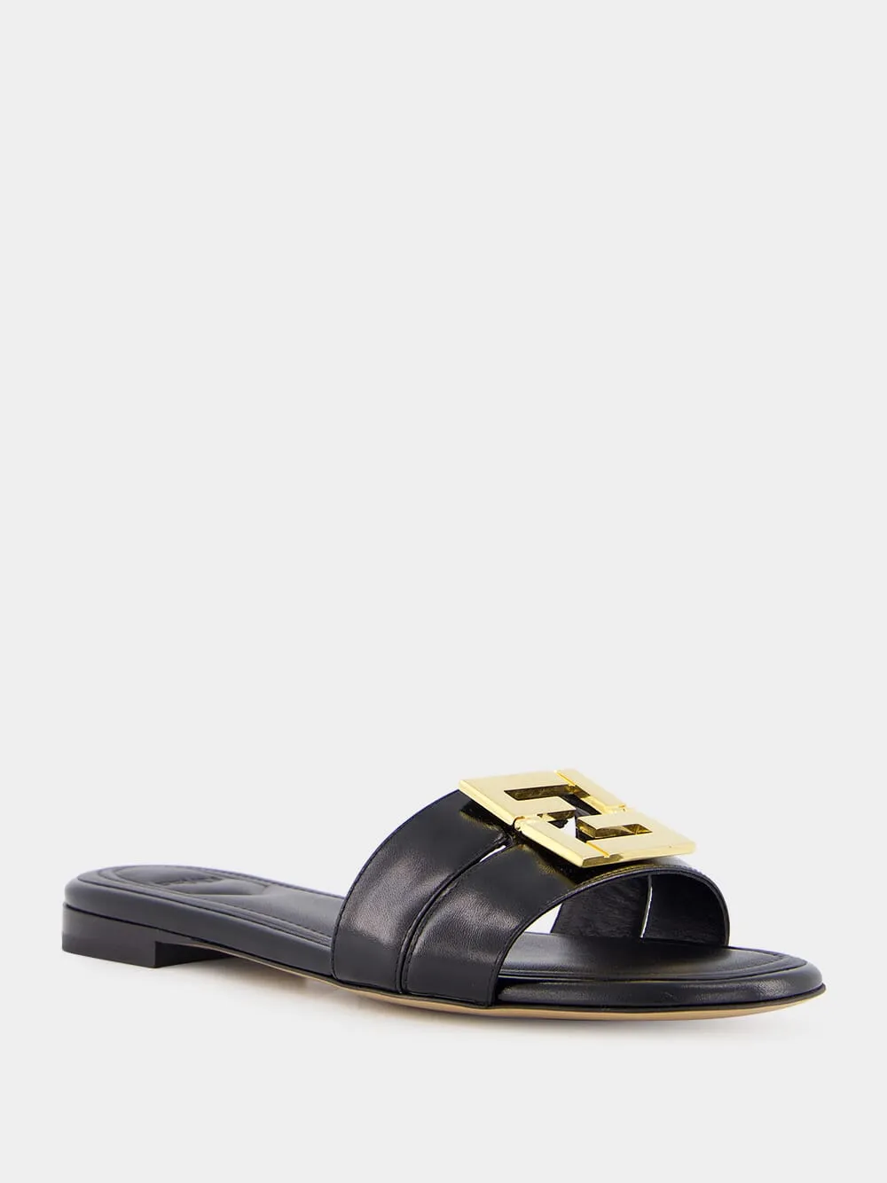 Black Leather FFold Sandals