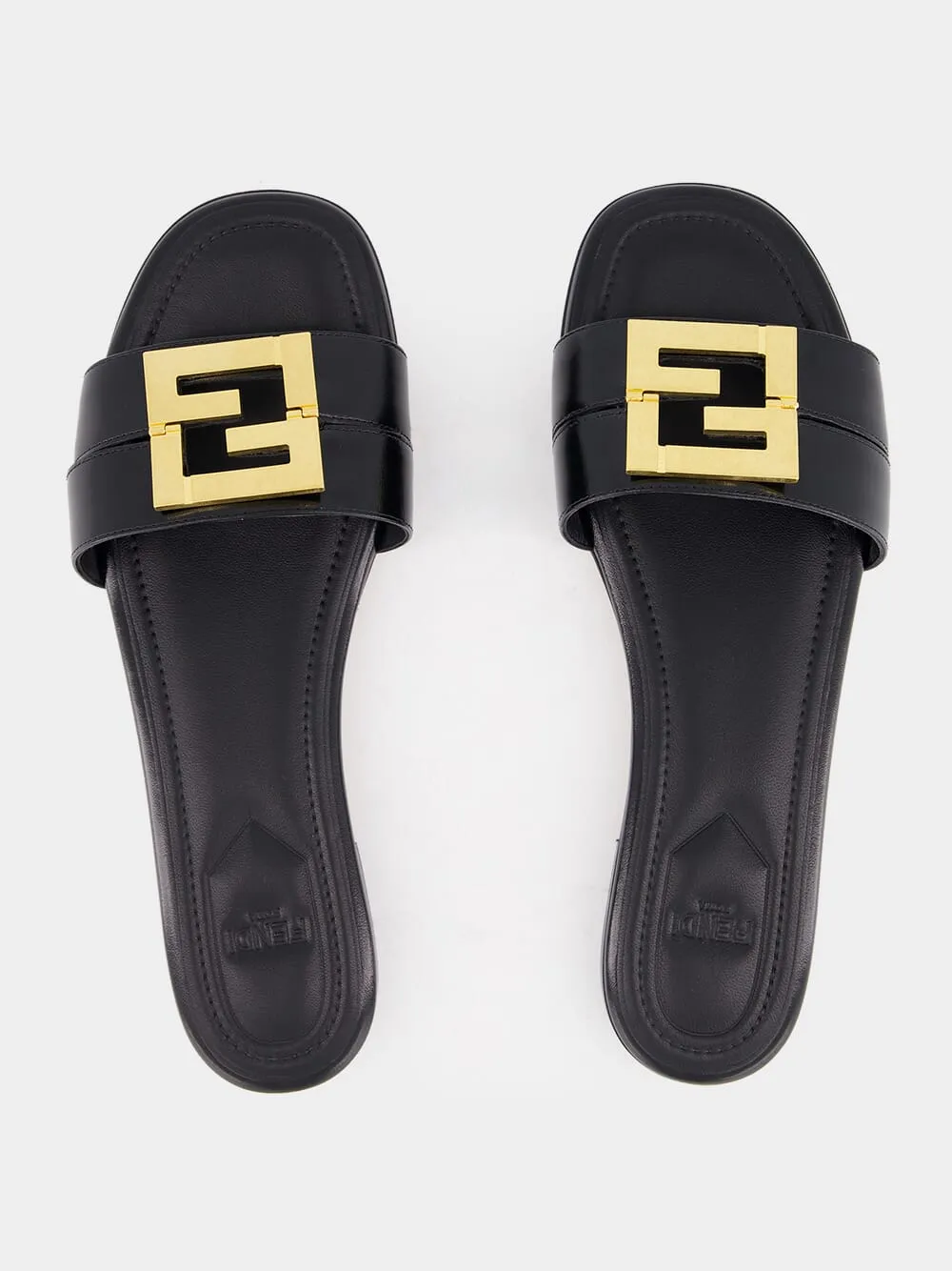 Black Leather FFold Sandals