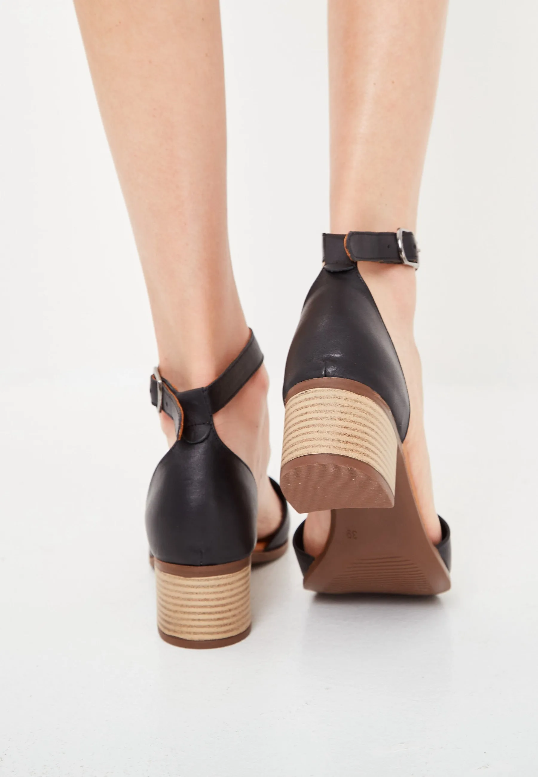 Block Heeled Sandals - Black