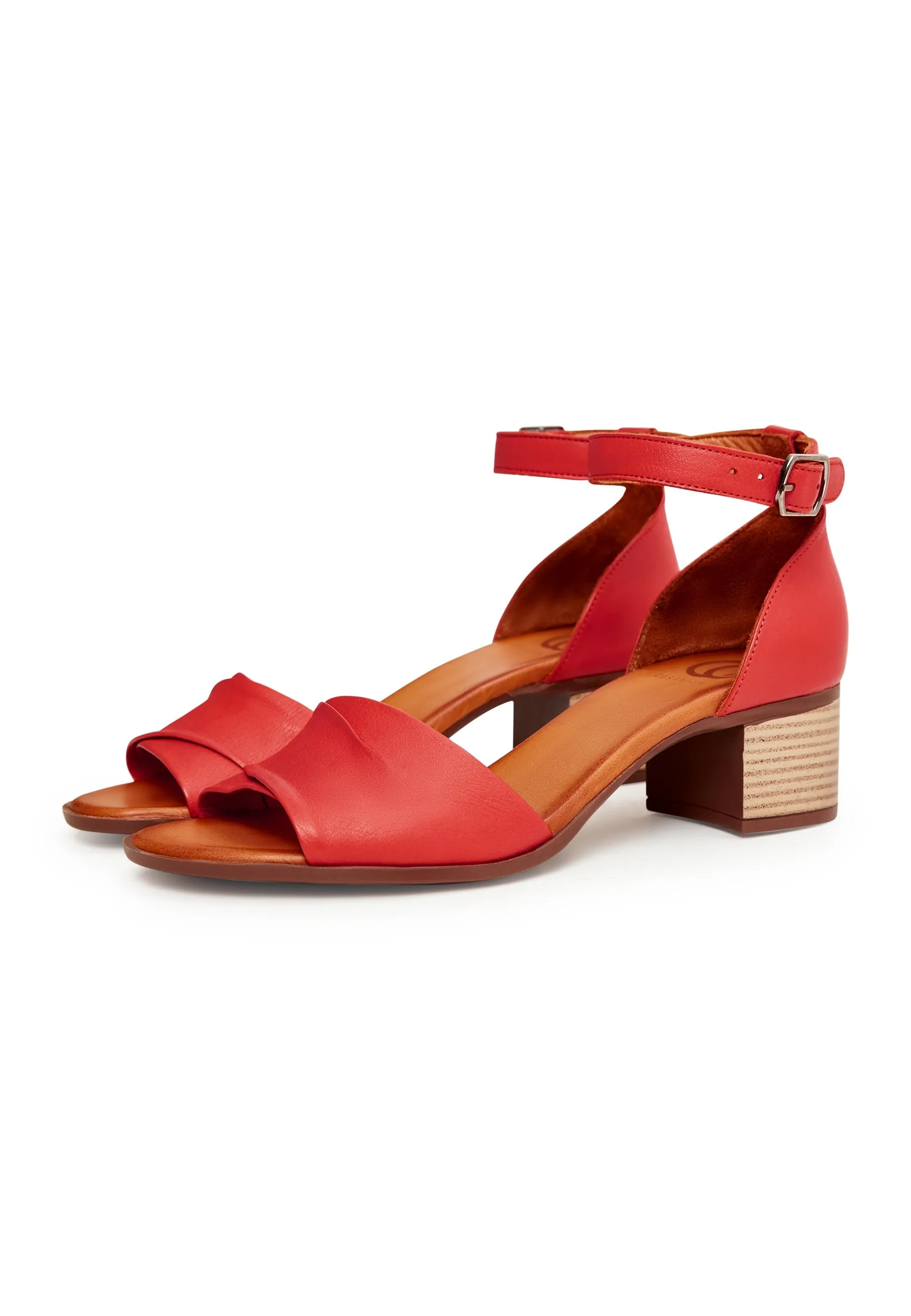 Block Heeled Sandals - Red