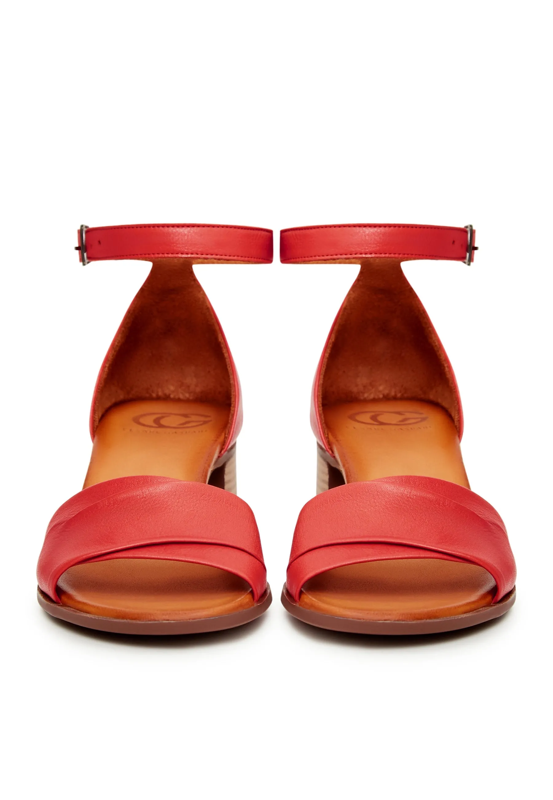 Block Heeled Sandals - Red