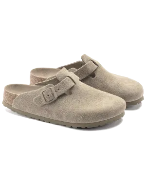 Boston Soft Footbed Suede Leather Sandals in Faded Khaki