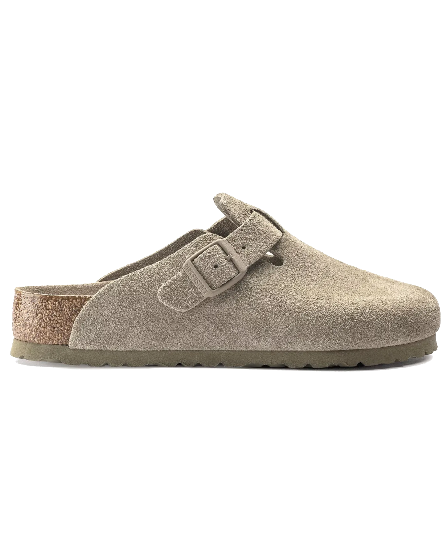 Boston Soft Footbed Suede Leather Sandals in Faded Khaki