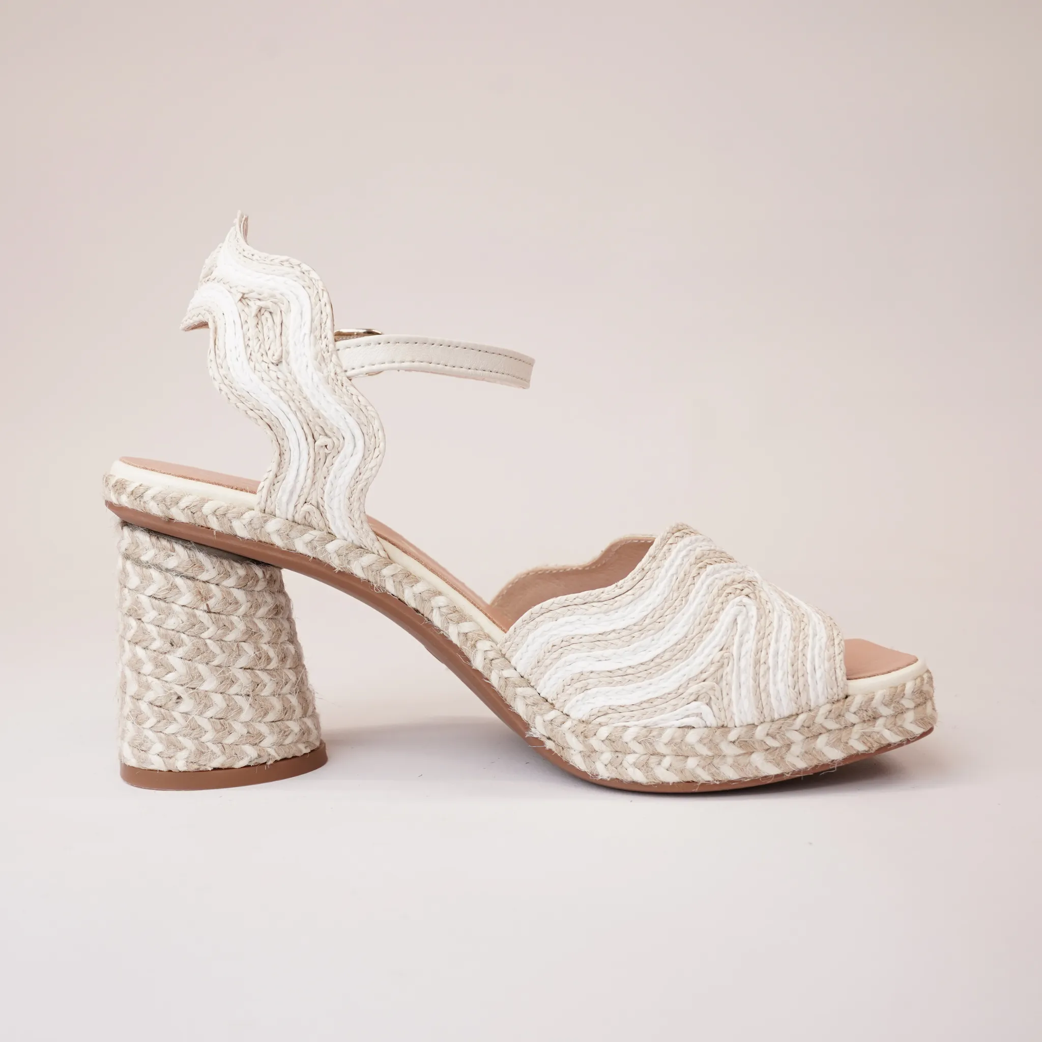 Danae White Multi Leather Espadrille Heels