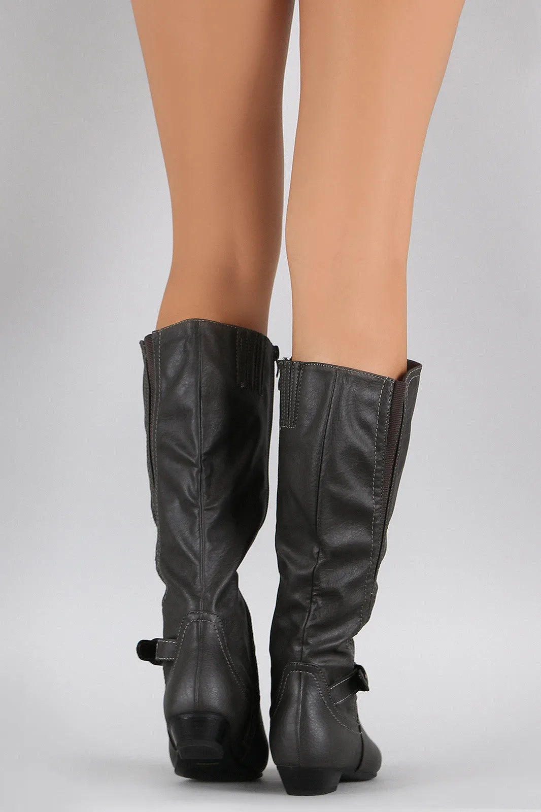 Elastic Gore Round Toe Riding Knee High Boots