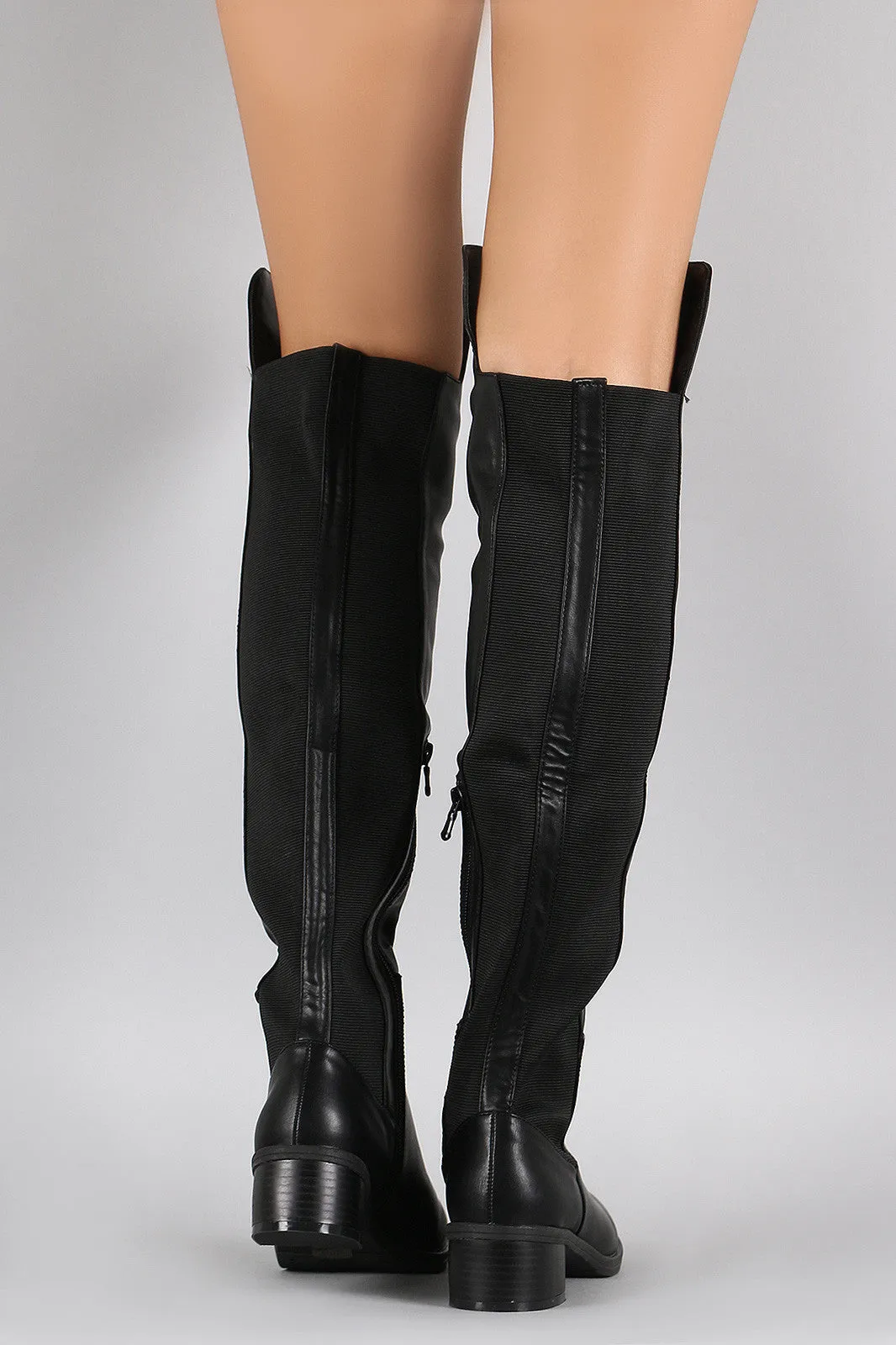 Elasticized Panel Riding Over-The-Knee Boots