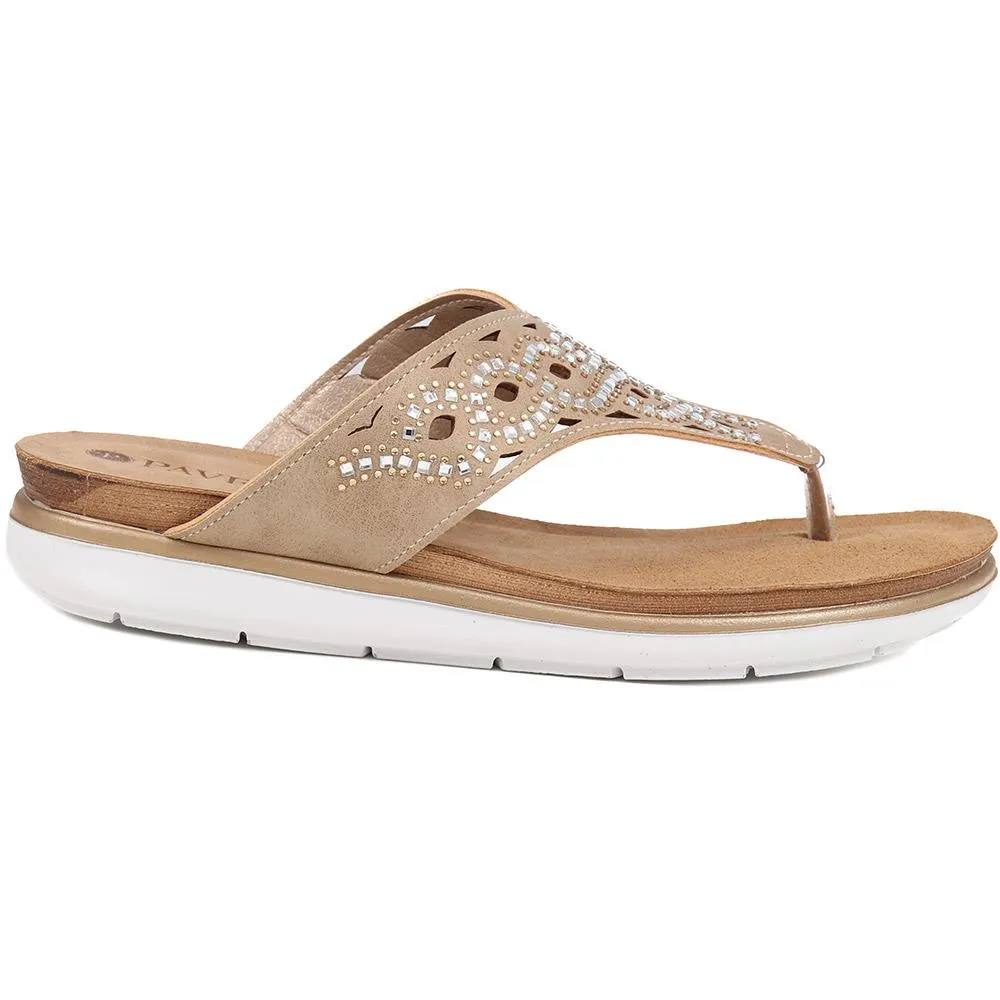 Embellished Toe-Post Sandals  - INB39071 / 325 330