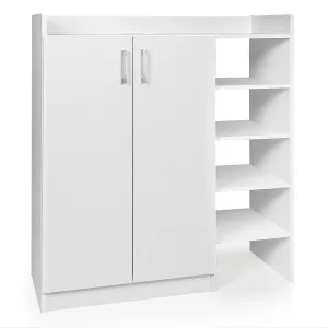 essential Wooden Shoe Cabinet 2-Door Storage Entryway Shoes Organizer w/ Adjustable Shelves