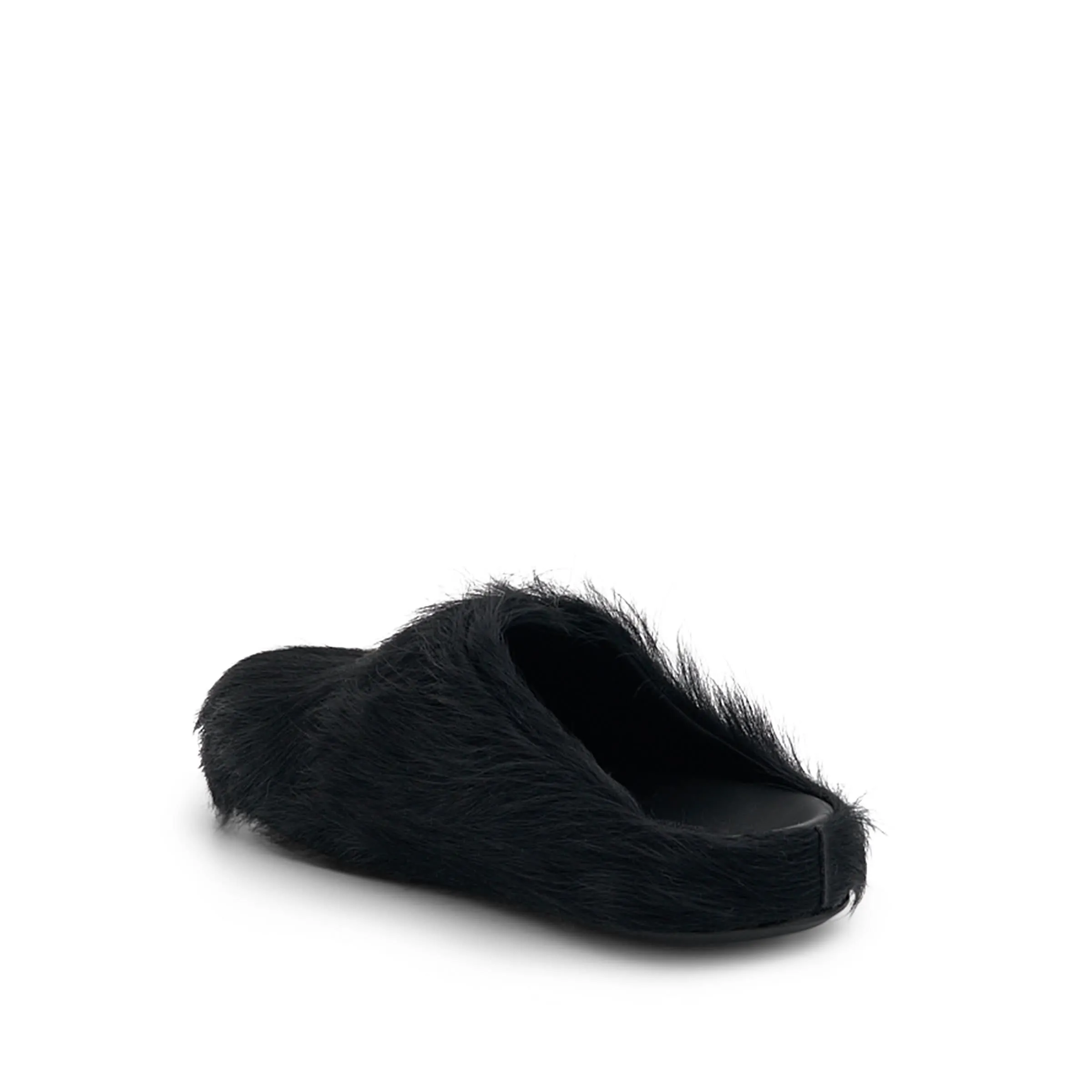 Fussbett Long Hair Calfskin Sabot in Black