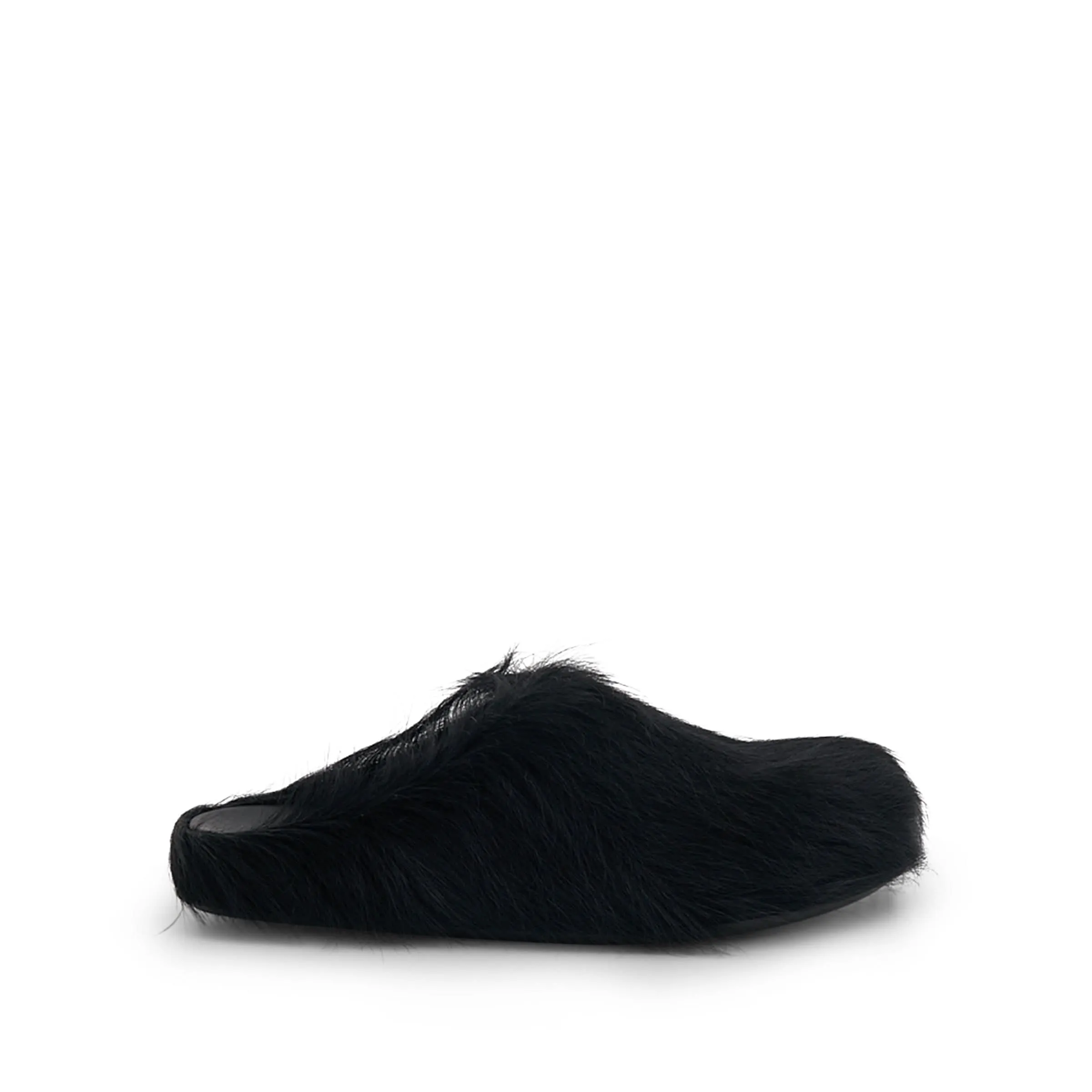 Fussbett Long Hair Calfskin Sabot in Black