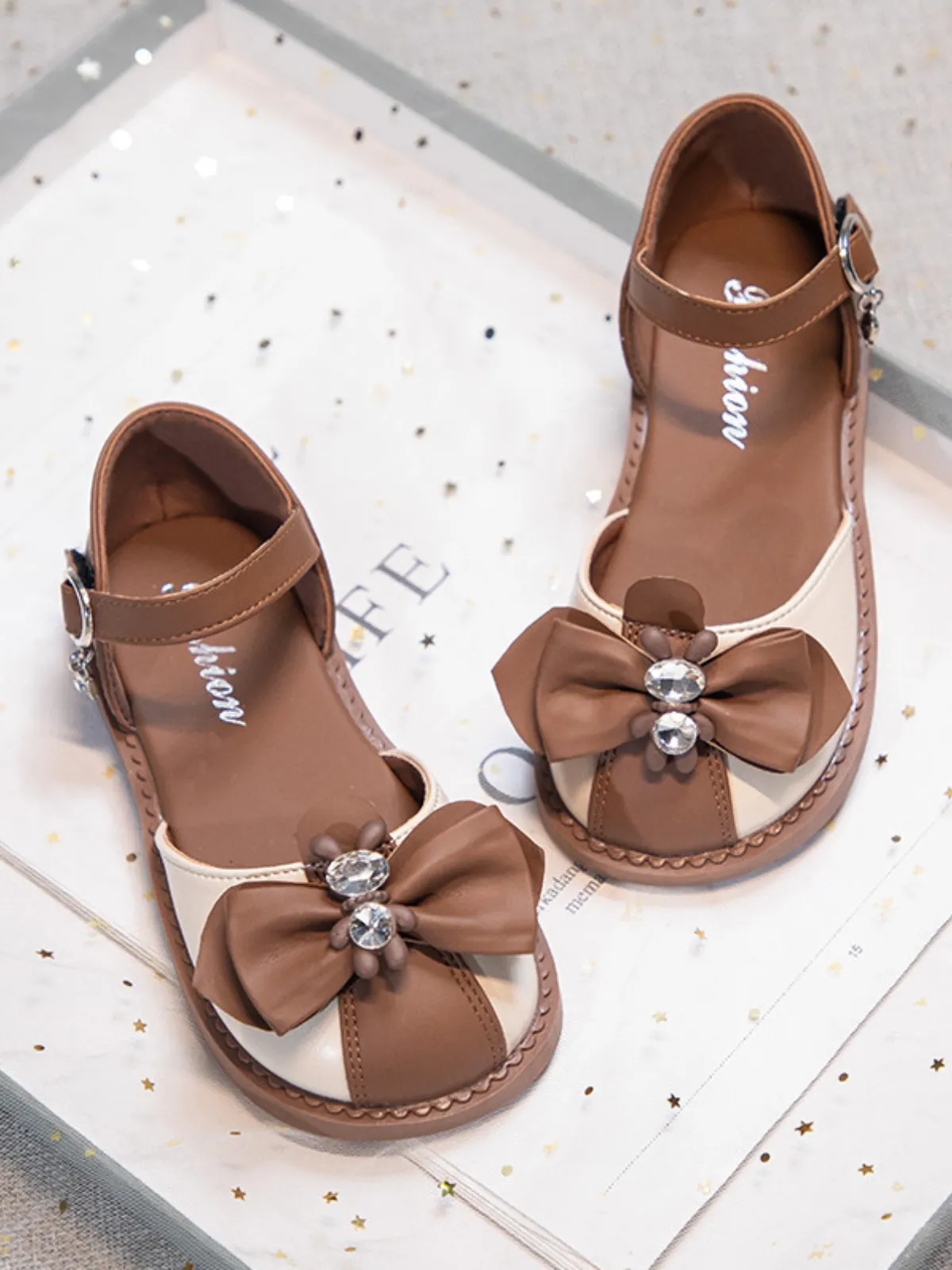 Girls Charming Bow Gem Sandals by Liv and Mia