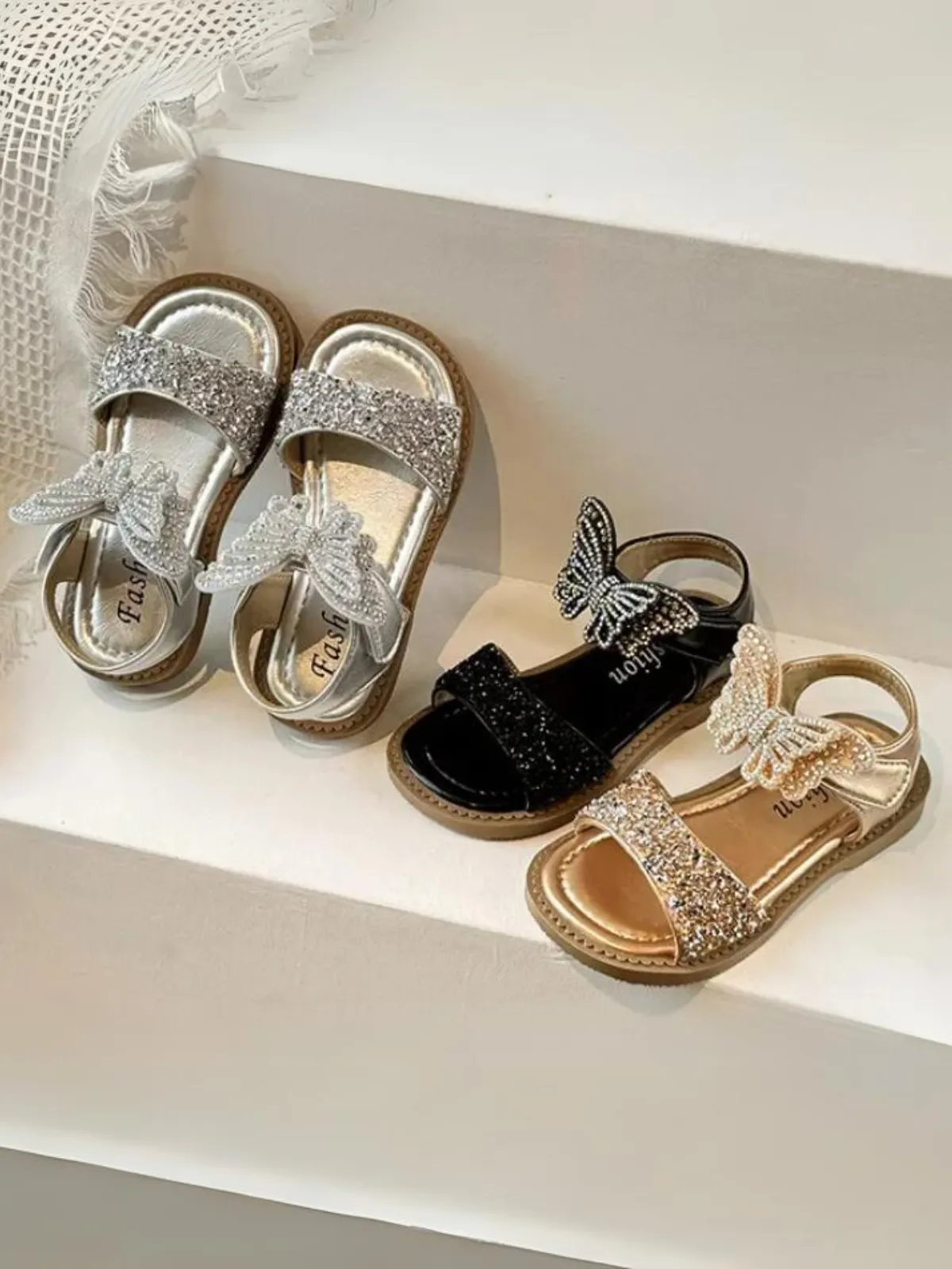 Girls Glitter Butterfly Sandals by Liv and Mia