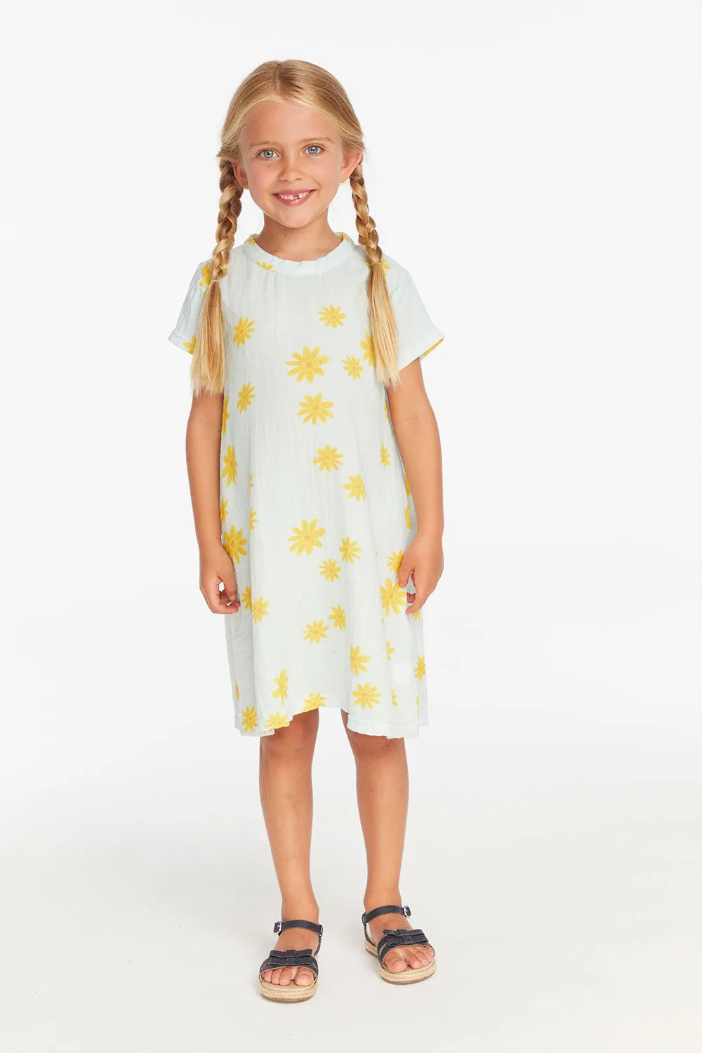 Girls Powder Blue Daisy Tee Shirt Dress