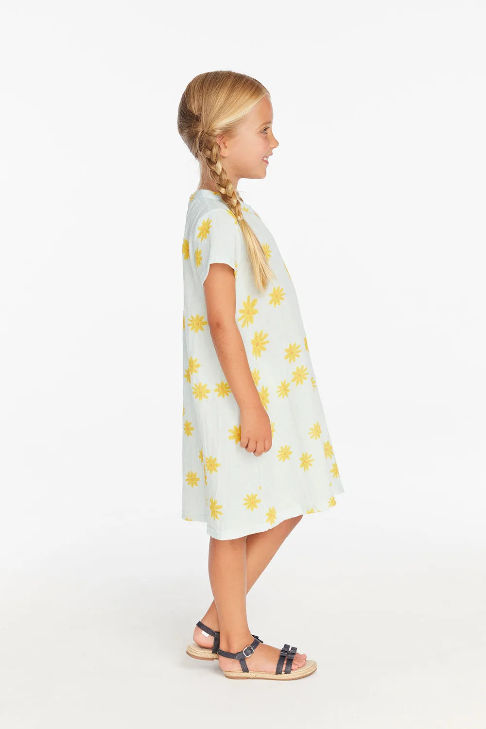 Girls Powder Blue Daisy Tee Shirt Dress