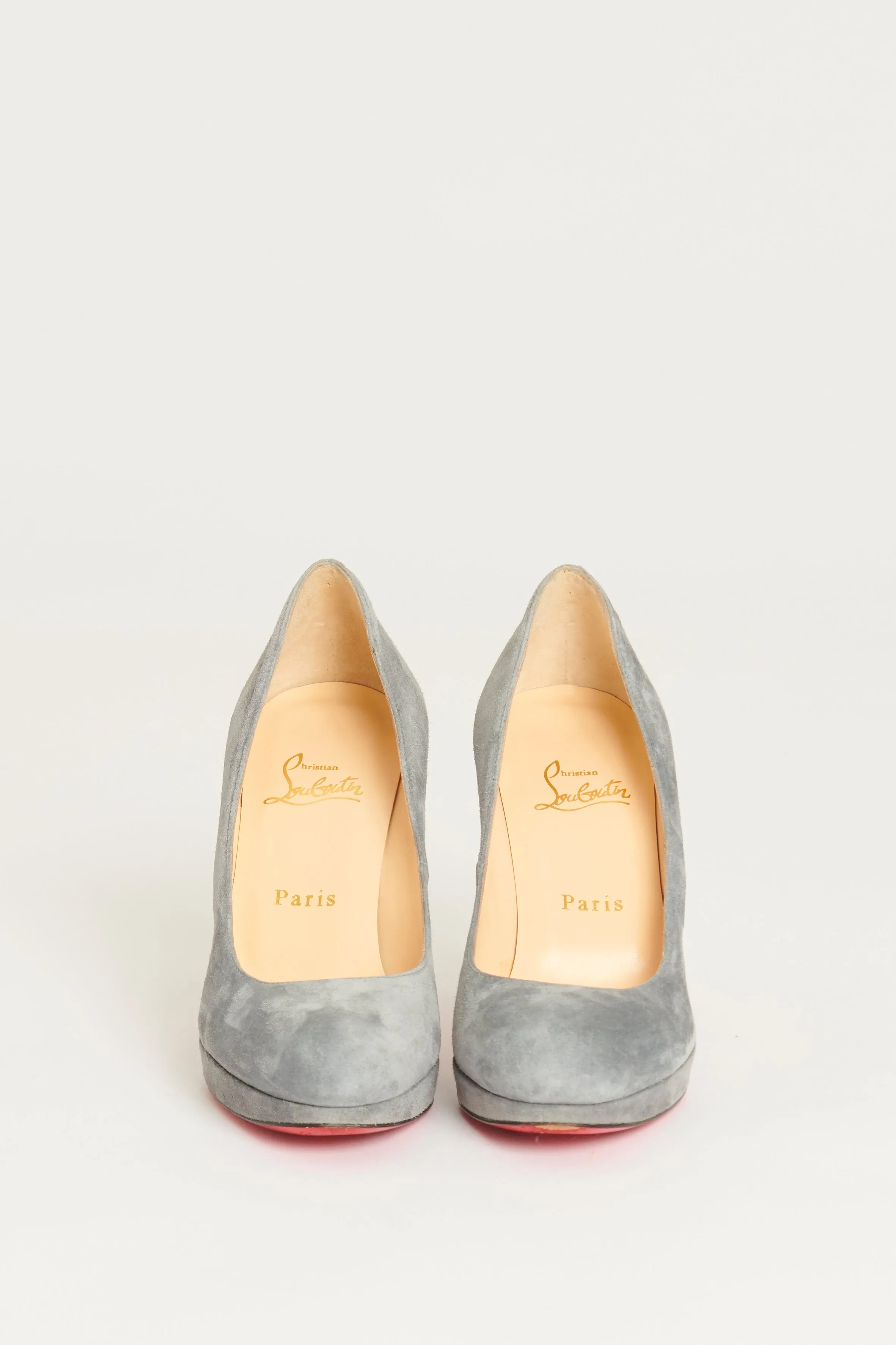 Grey Suede Simple Preowned Pump Heels