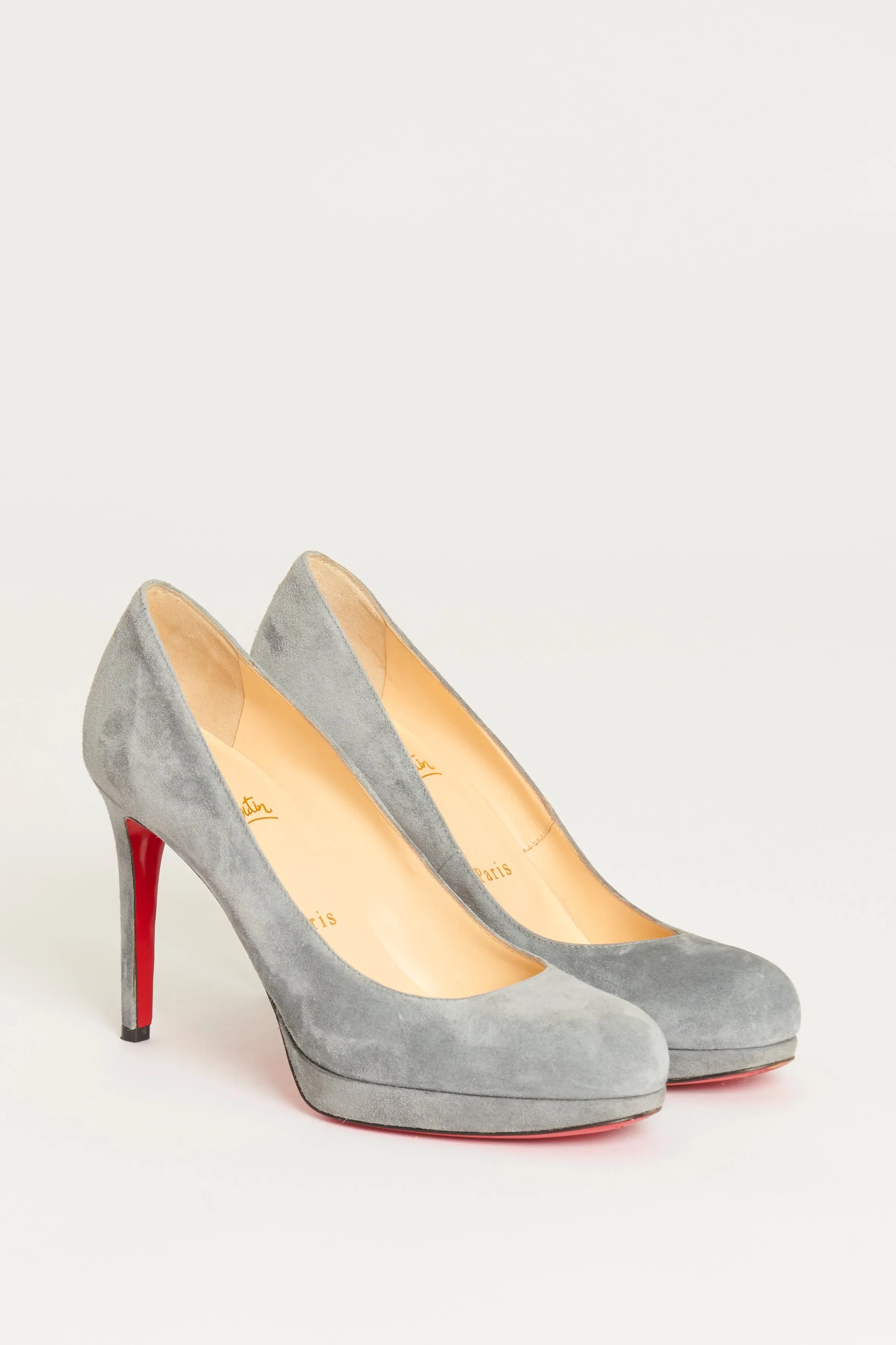 Grey Suede Simple Preowned Pump Heels