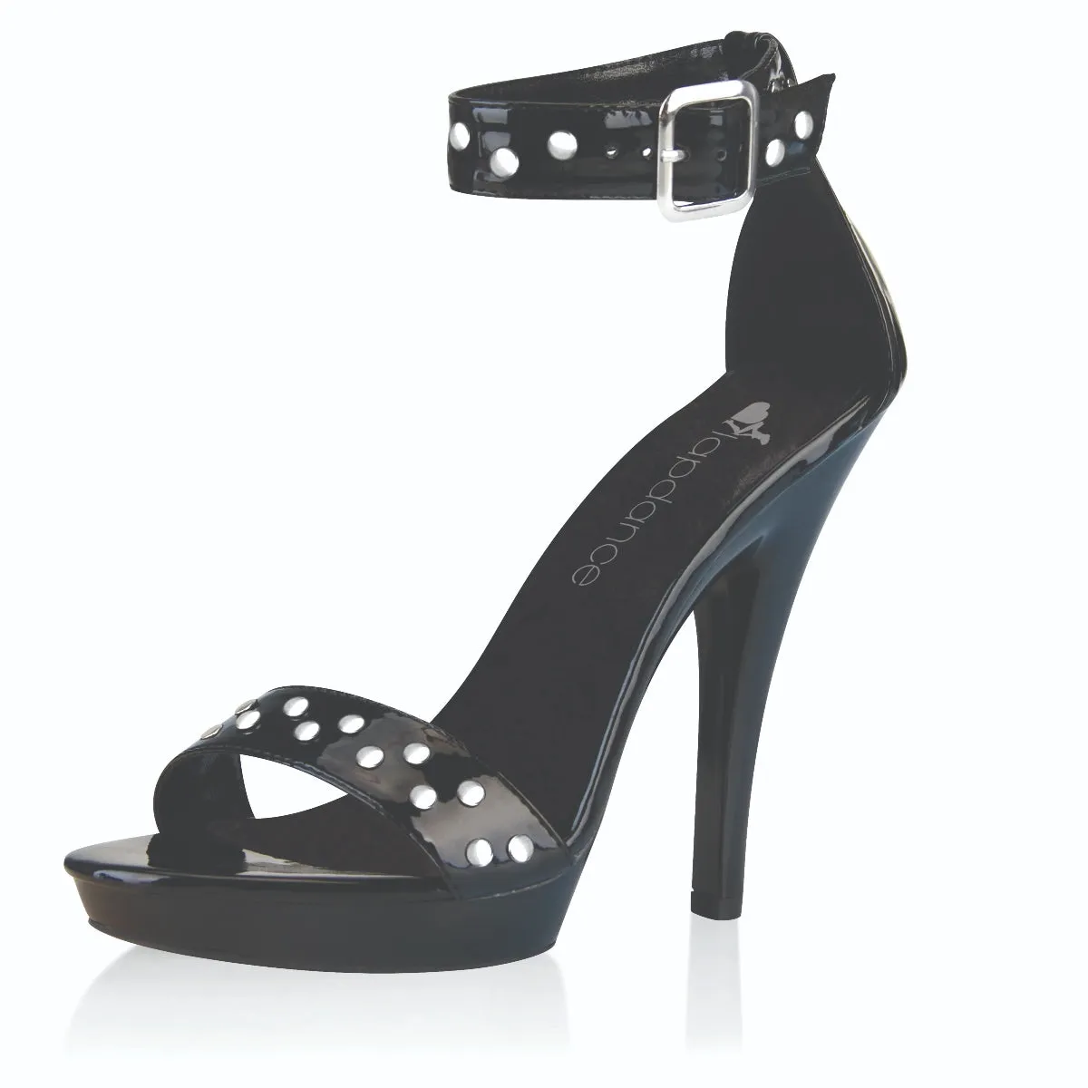 Lapdance Black Studded Ankle Strap Platform Sandals