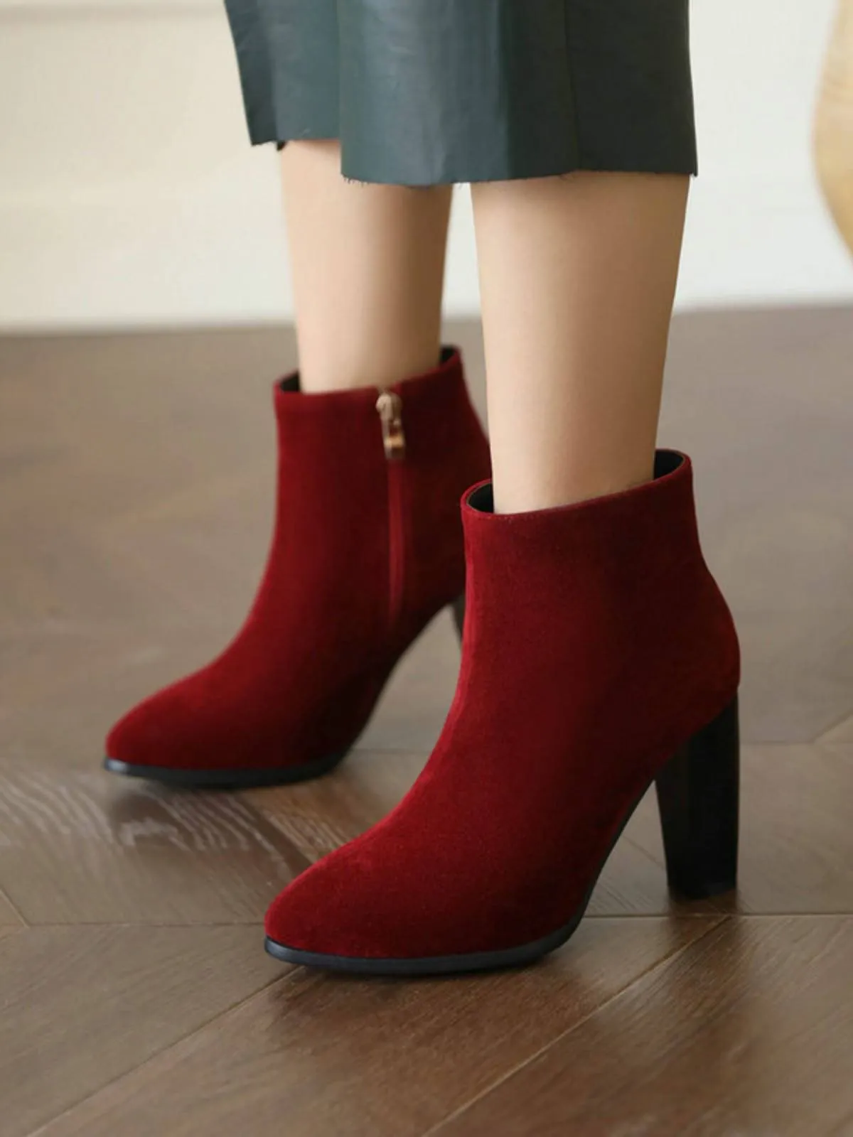 Latest Fleece Solid Color High Heel Boots