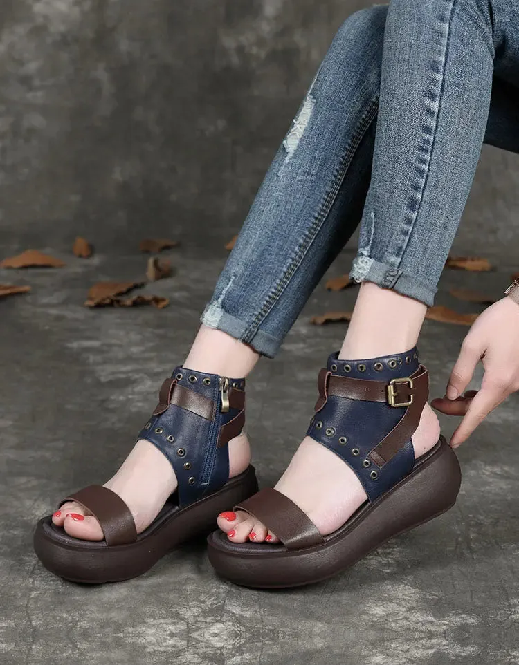 Leather Platform Sandals Boots