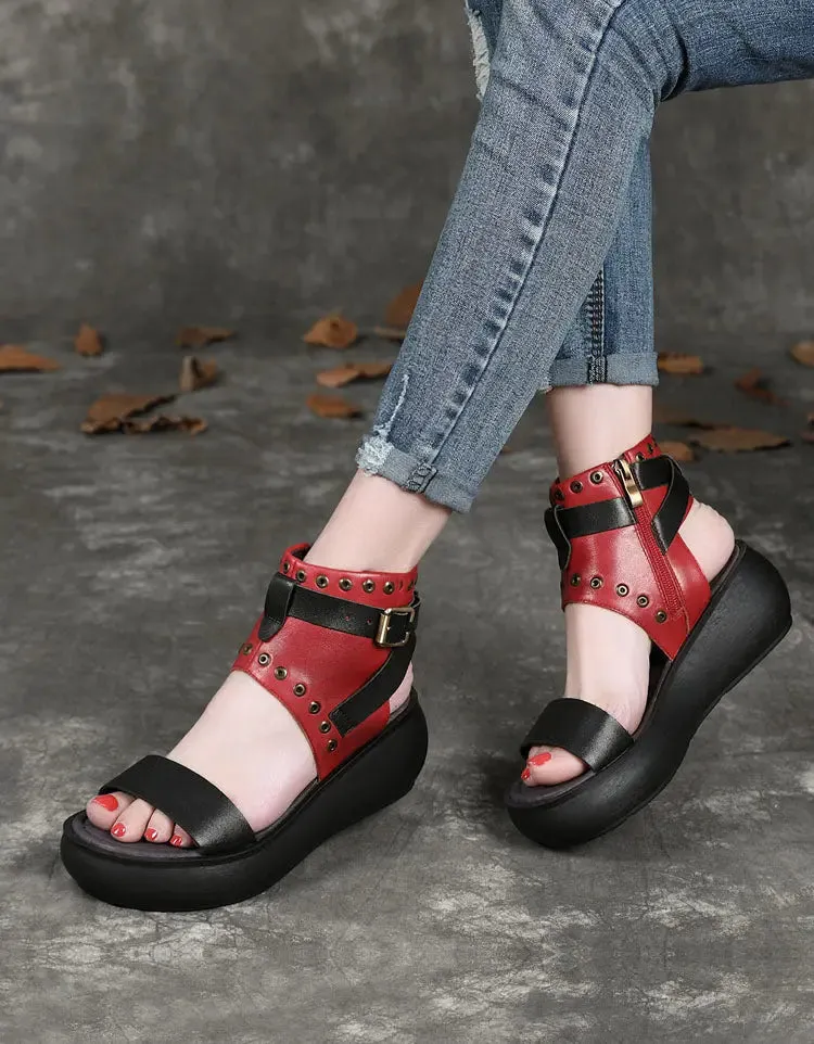 Leather Platform Sandals Boots