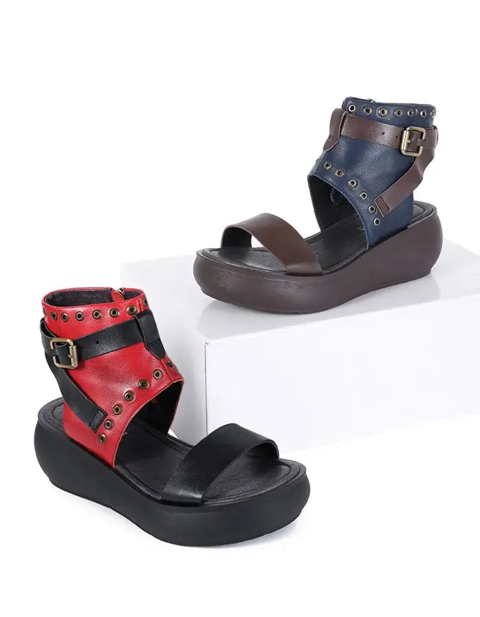 Leather Platform Sandals Boots