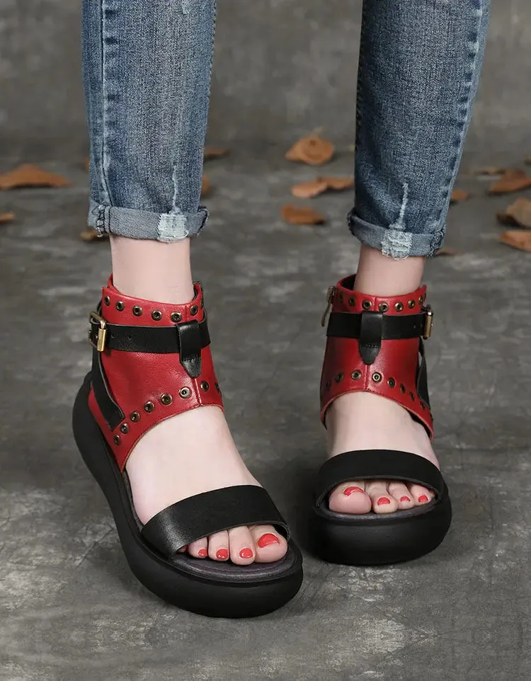 Leather Platform Sandals Boots