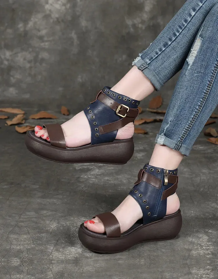 Leather Platform Sandals Boots