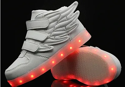 Led Shoes With Flying Straps For Kids - White  | Kids Led Light Shoes  | Led Light Shoes For Girls & Boys