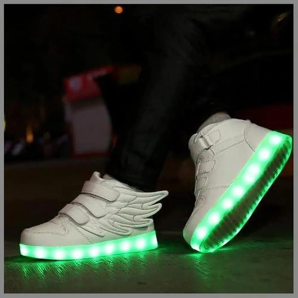 Led Shoes With Flying Straps For Kids - White  | Kids Led Light Shoes  | Led Light Shoes For Girls & Boys