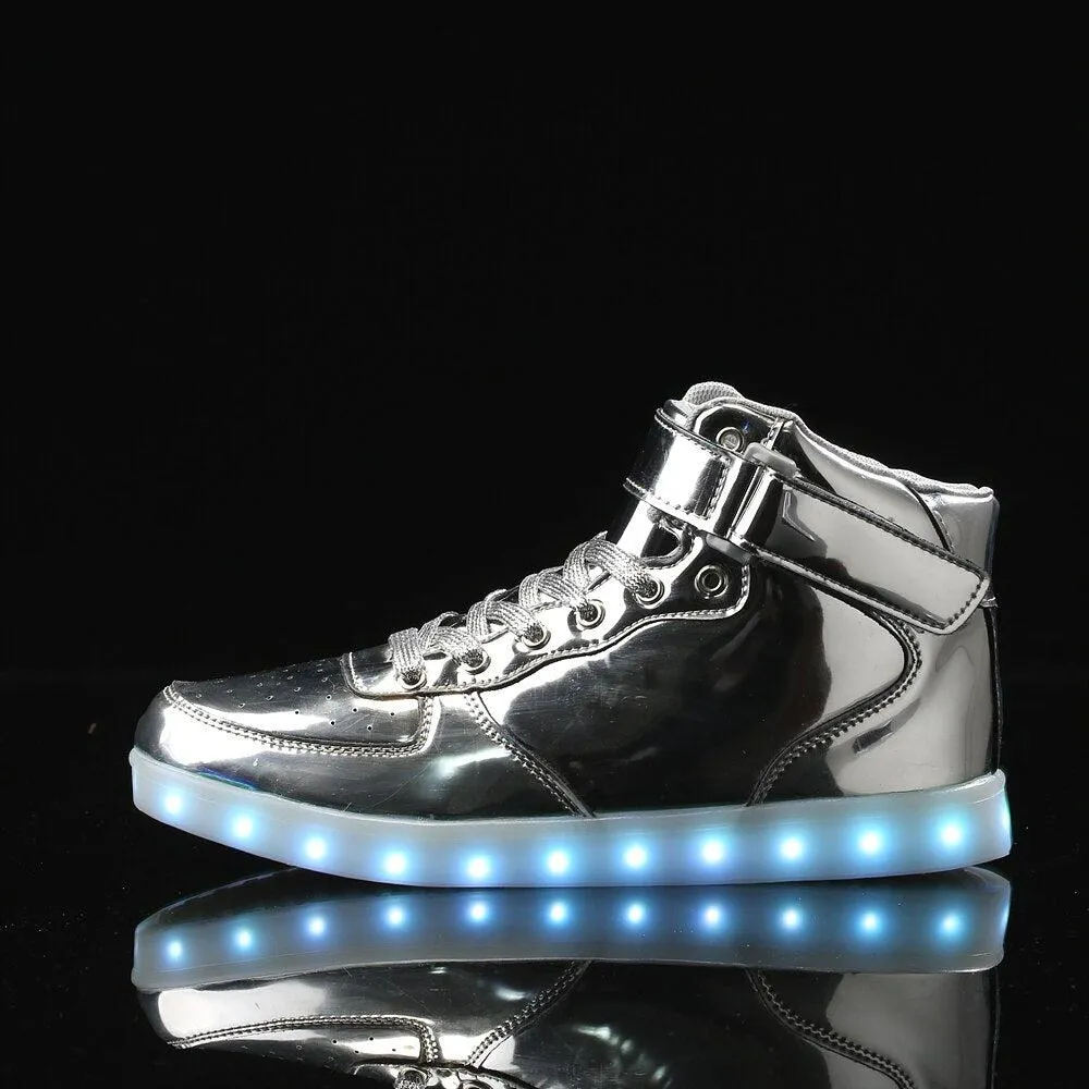 Led Sneakers Shiny Silver 7 Led Light Colors  | Dancing Led Light Shoes  | Kids Led Light Shoes  | Led Light Shoes For Men  | Led Light Shoes For Women