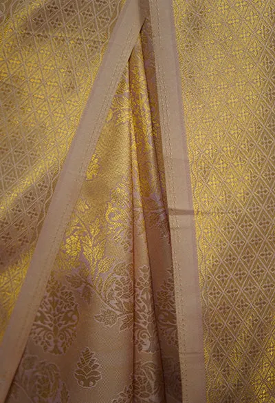 Light Pink Self Woven Kanchipuram with Ornate Pallu With Tassels On Palla Ready To Wear Saree