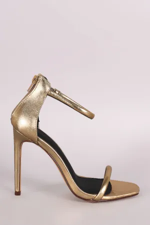 Liliana Metallic Double Strap Open Toe Stiletto Heel