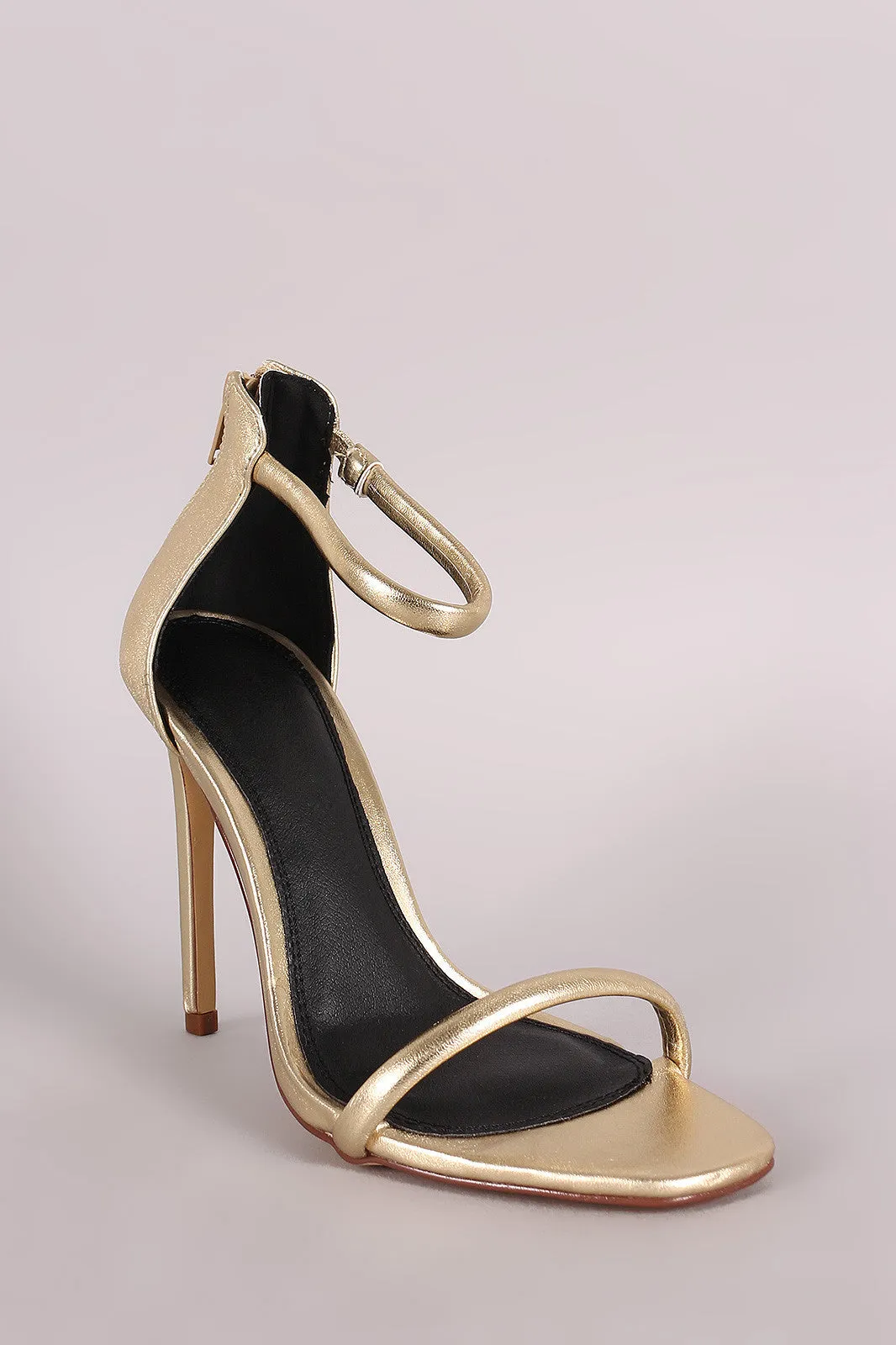 Liliana Metallic Double Strap Open Toe Stiletto Heel