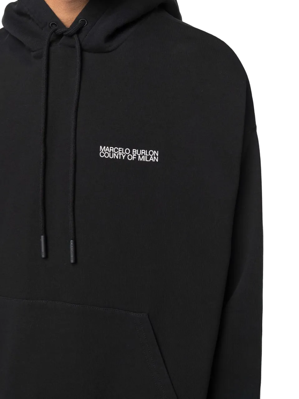 Marcelo Burlon Tempera Cross Over Hoodie Black White