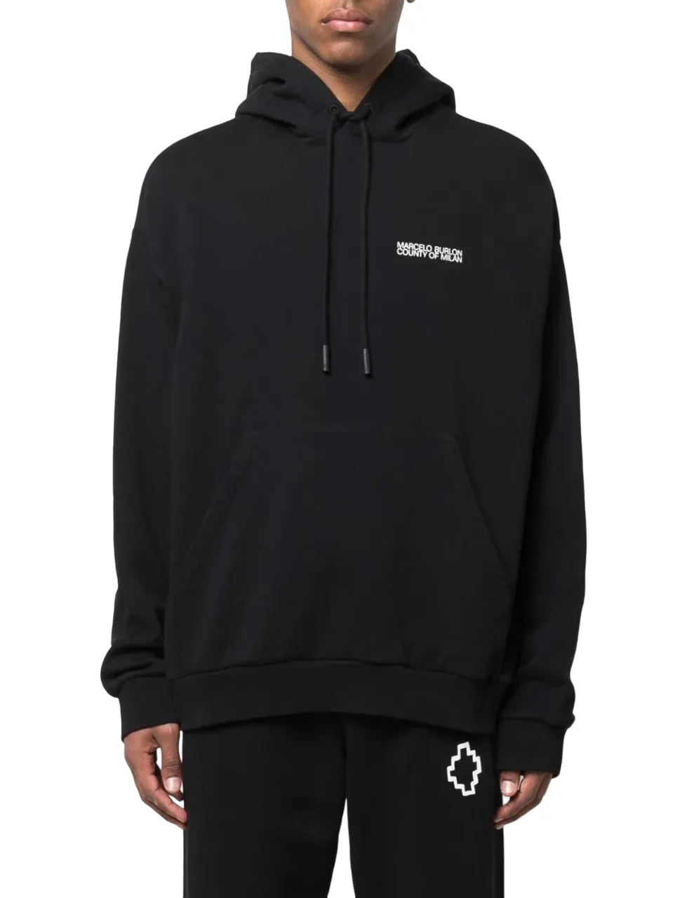 Marcelo Burlon Tempera Cross Over Hoodie Black White