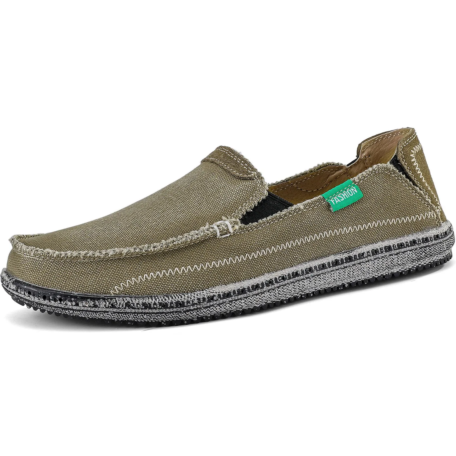 Men's Slip on Deck Shoes Canvas Loafer Vintage Flat Boat Shoes