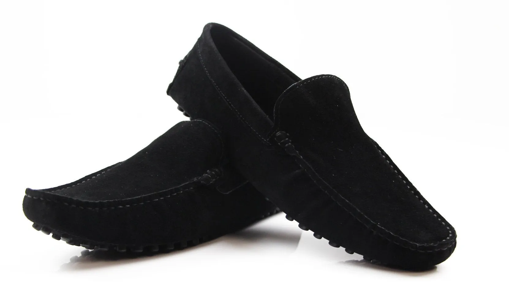 Mens Zasel Summer Slip On Black Suede Boat Shoes