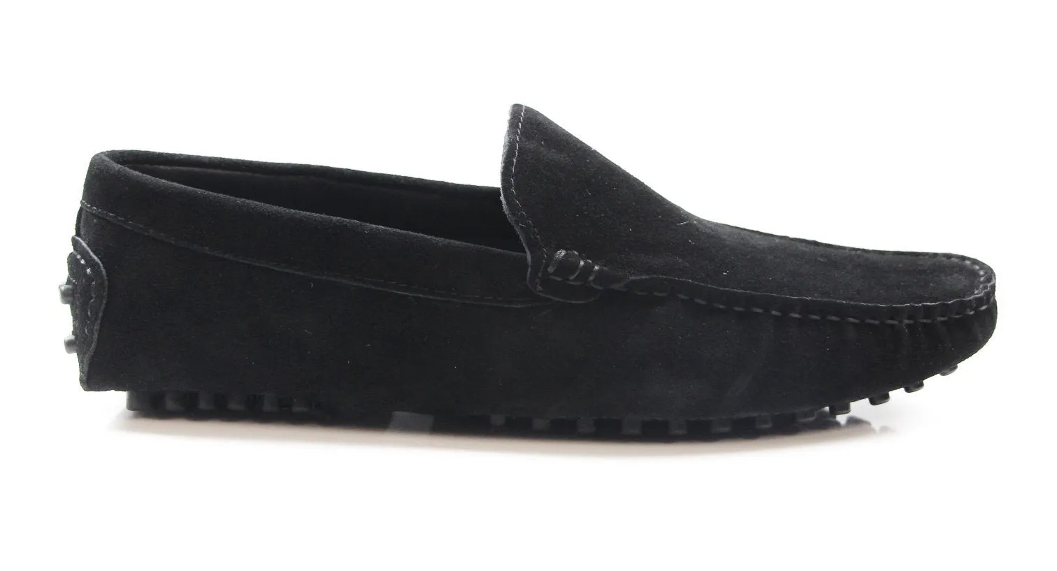 Mens Zasel Summer Slip On Black Suede Boat Shoes