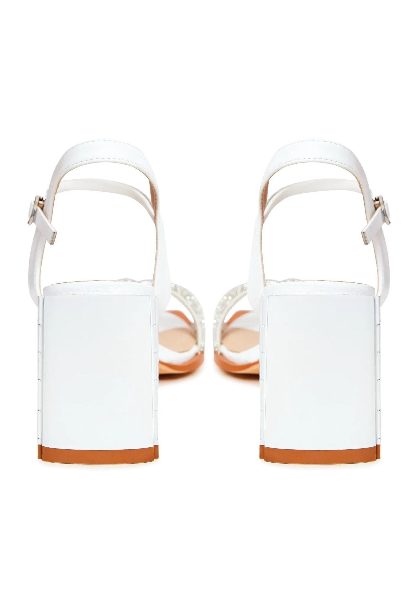 Open Toe Block Heel Sandals Alisa - White